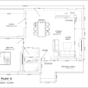 The Dunmore 45 Sqm 1 Bedroom Floor Plan