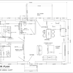 Tramore, 45 Sqm 2 Bedroom Floor Plan