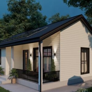 Dunmore 1B, with A Roof, Cream Shiplat Finish Triple Insulated 45 Sqm House with Large Windows.