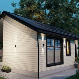 Alternative view of Dunmore 1B, with A Roof, Cream Shiplat Finish Triple Insulated 45 Sqm House with Large Windows.